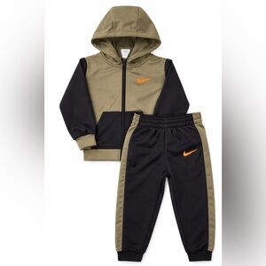 ‼️ BABY NIKE KIDS TRACKSUIT- Army Green, Black w/ Orange Nike Sign